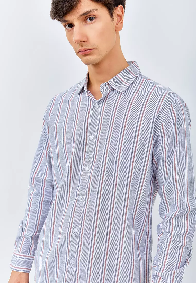 Manzone Kemeja Lengan Panjang Pria MZY-BASE - LIGHT BLUE