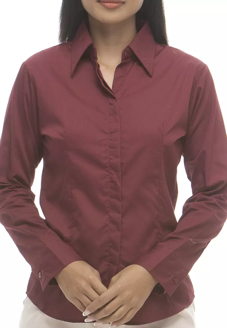 Delaney Pinstripe Long Sleeve Office Blouse