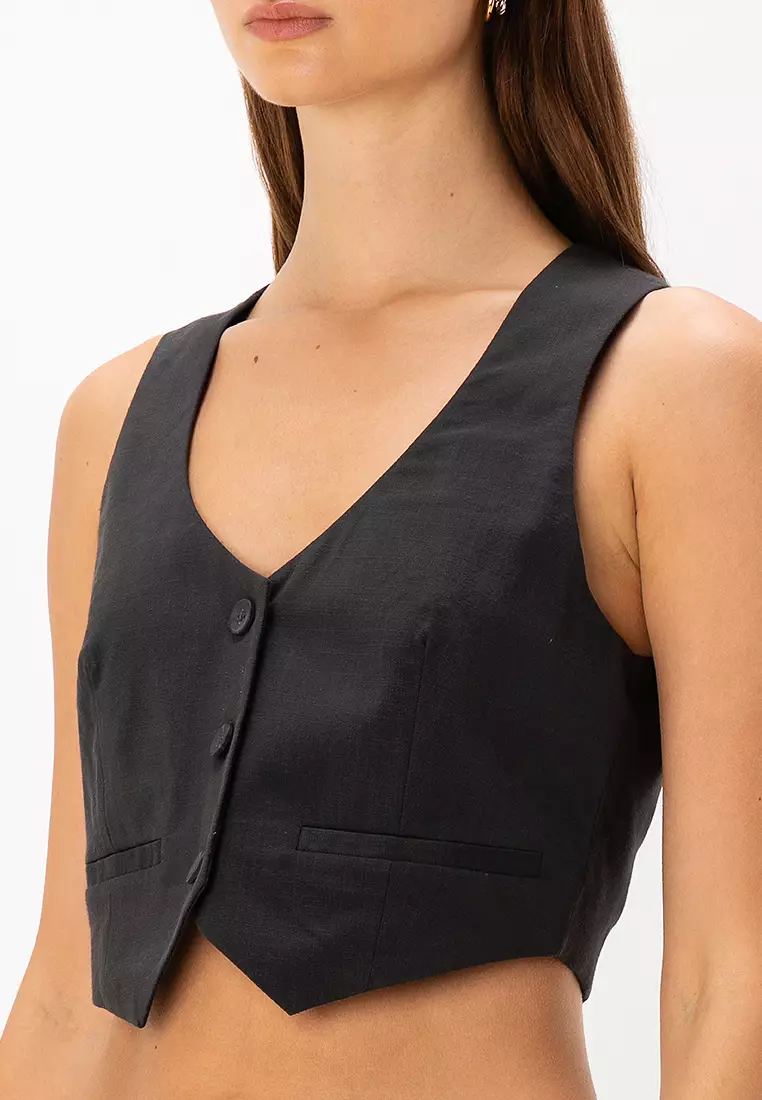 Alba Sleeveless Crop Fit Vest Tailored