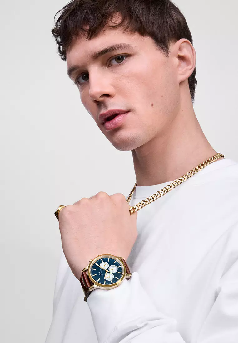 Ellipse Cuban Chain Necklace Gold Unisex Necklace for women and men stainless steel crystal Necklace DW Official Authentic Original