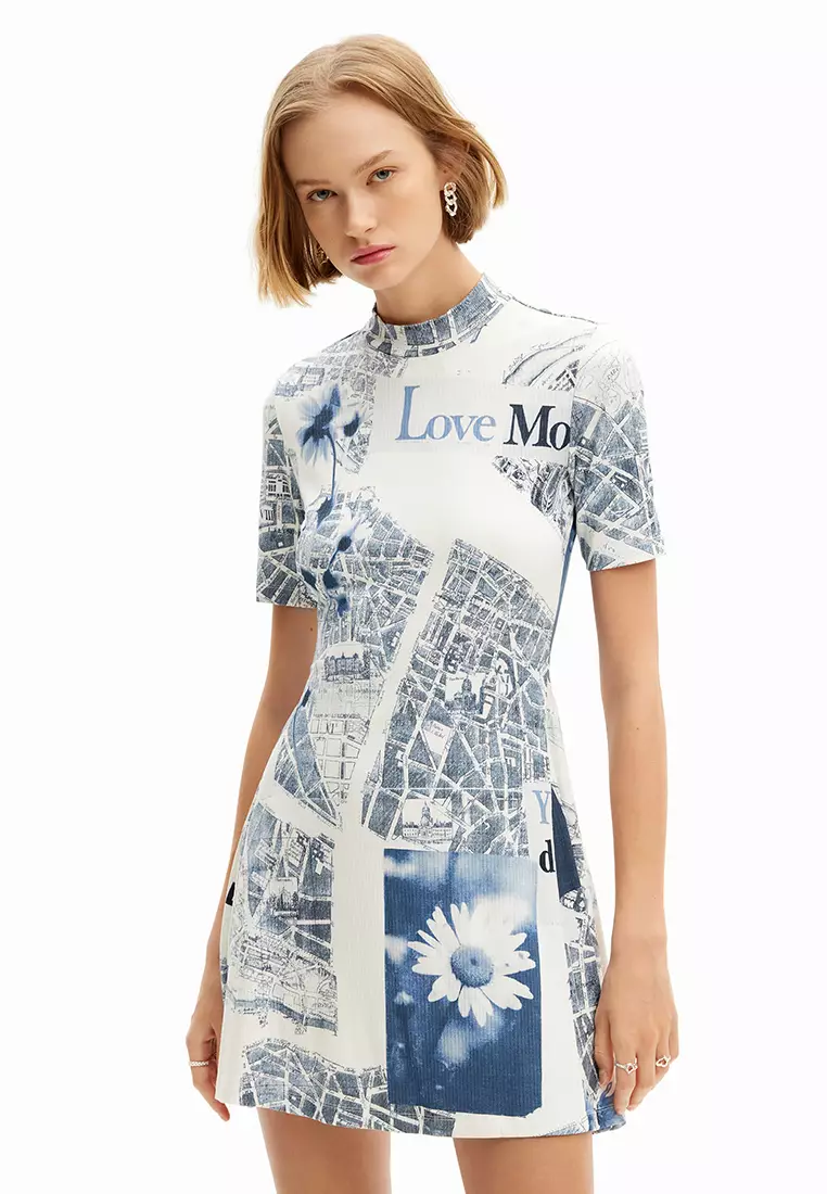 Desigual Woman Short map skater dress.