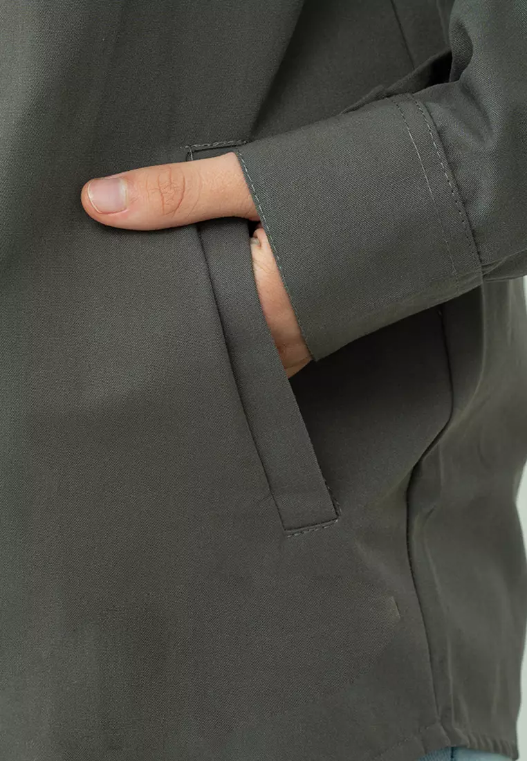 Jaket parka outer jaket wanita semi parka warna Abuabu unisex