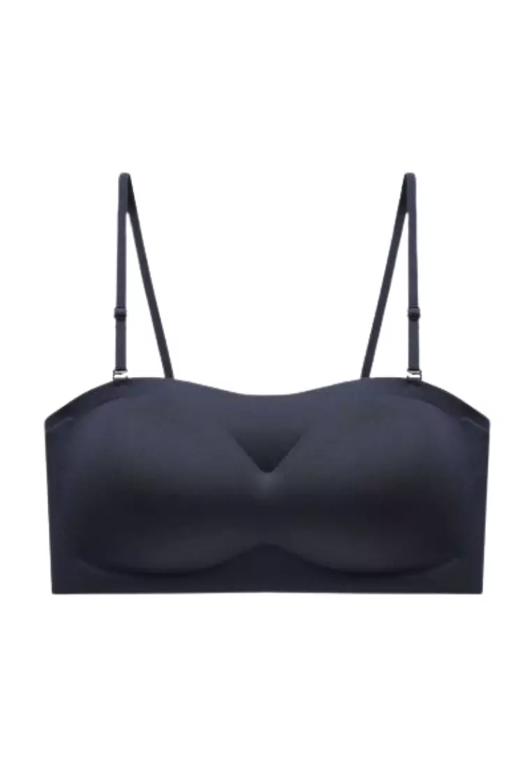 Mary Anti-slip Non Slip Strapless Wireless Thick Padded Push Up Bra in Black 聚拢无肩带防滑内衣