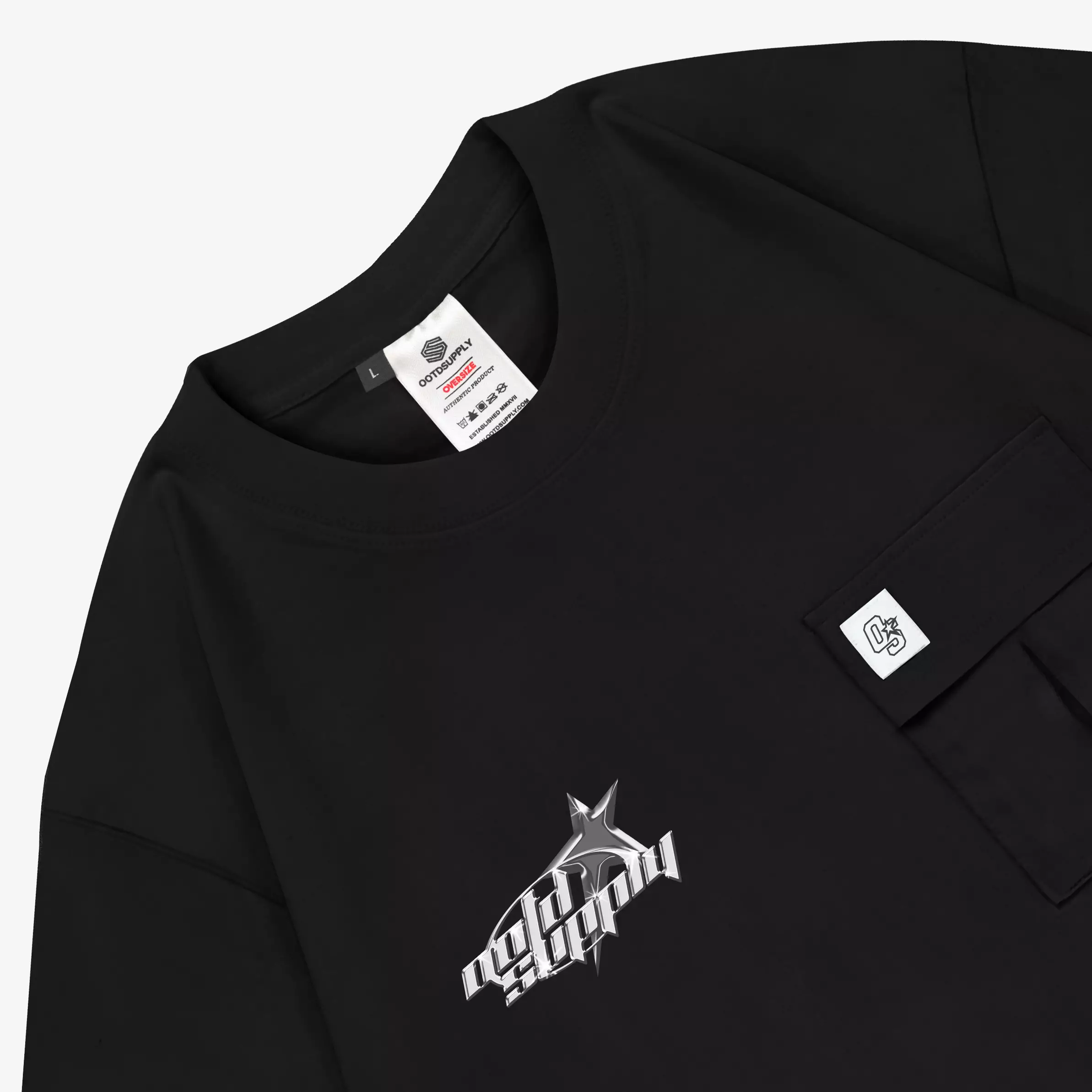 OOTDSUPPLY Pocket Oversized Supernova V.2 Black & Smokey Grey I Oversize Pria and Wanita OPCTV2004