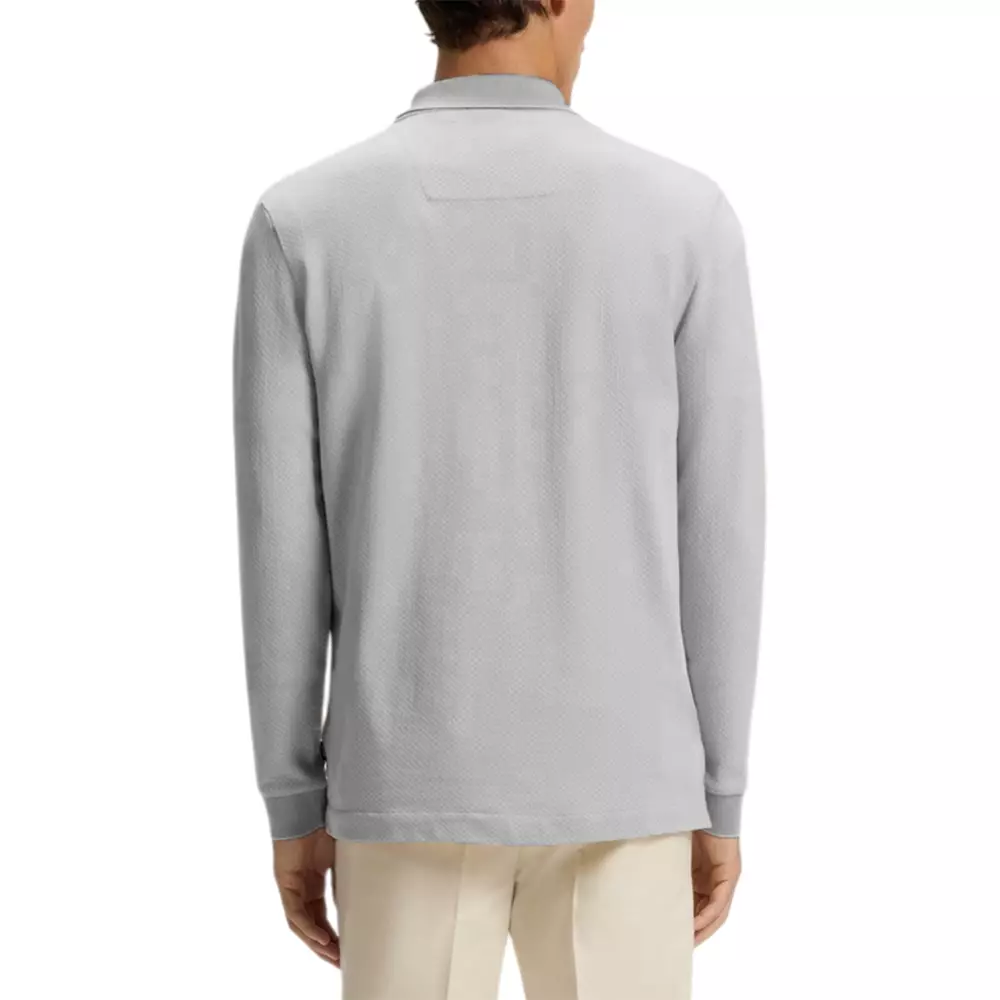 H-Peduzzi Mercerised Cotton Polo Shirt With Two-tone Structure Grey