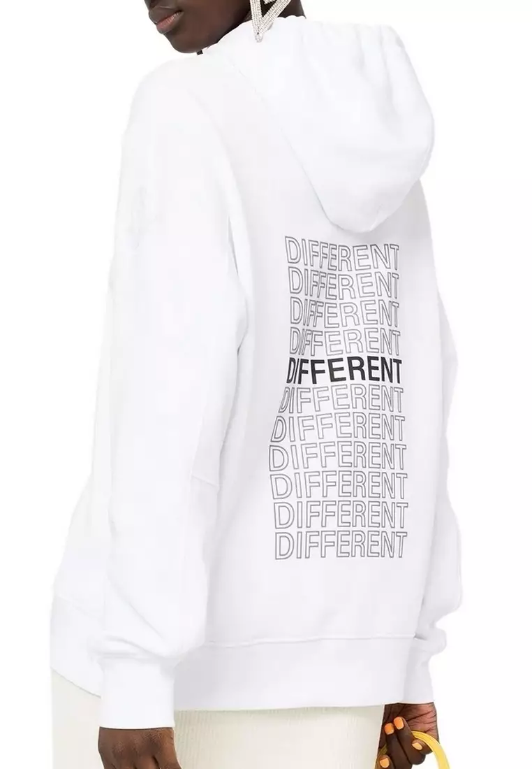 Slogan Print Hoodie in White