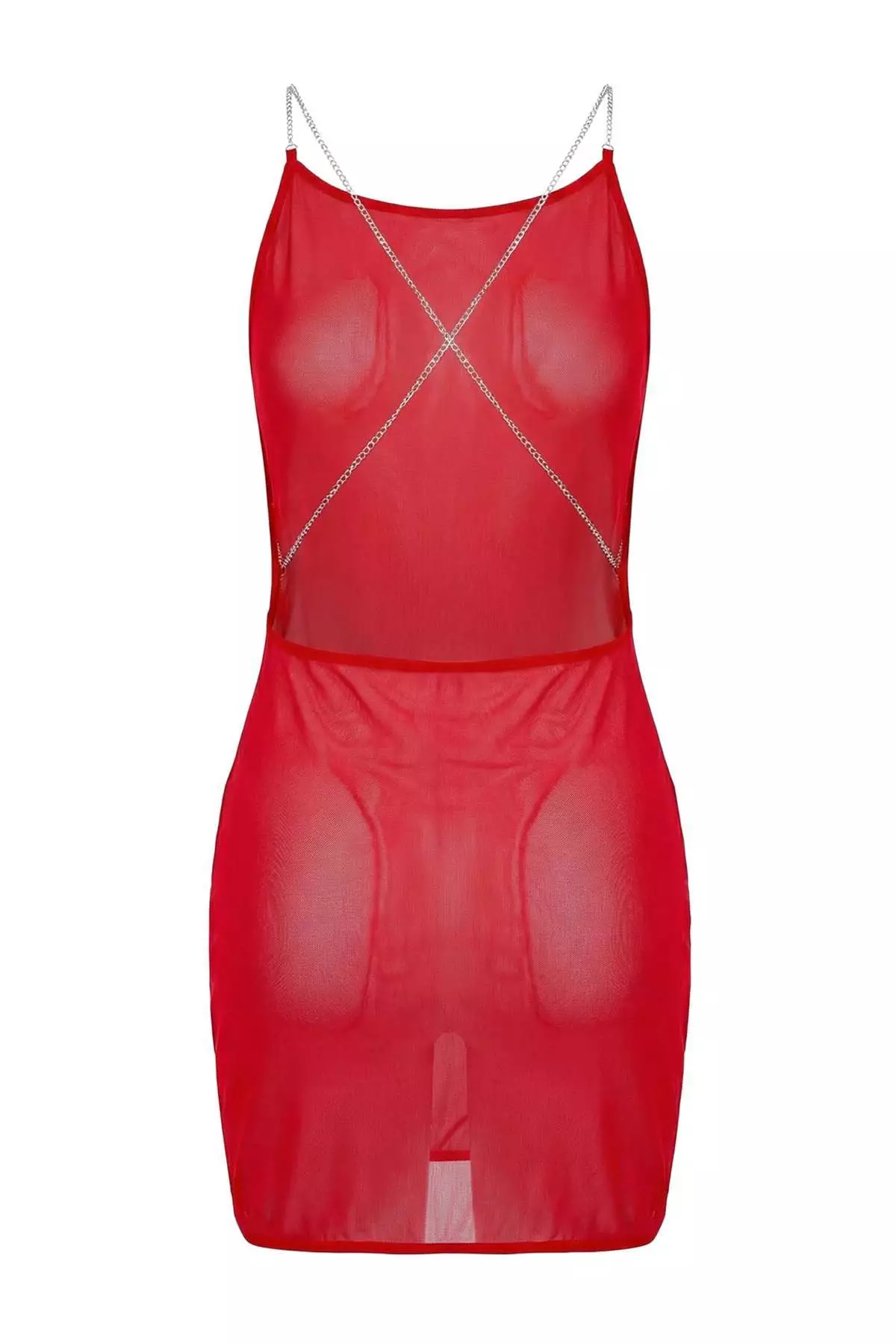 Red Tulle Chain Strap Capless Panty Babydoll/Fantasy Nightgown Thmaw26Ll00025