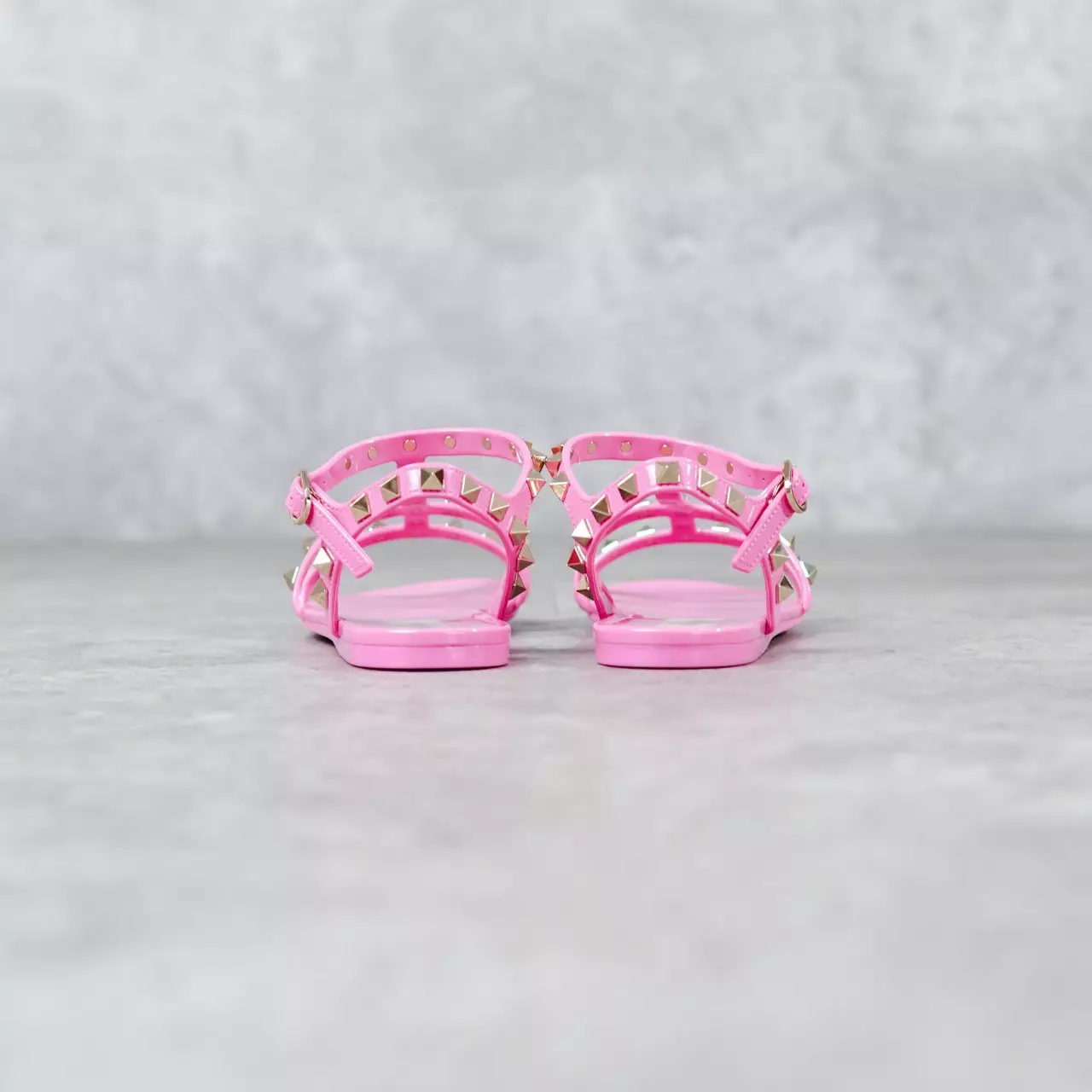 Sandal VALENTINO ROCKSTUD STRAP ANKLE JELLY PINK FUCHSIA 100% ORIGINAL