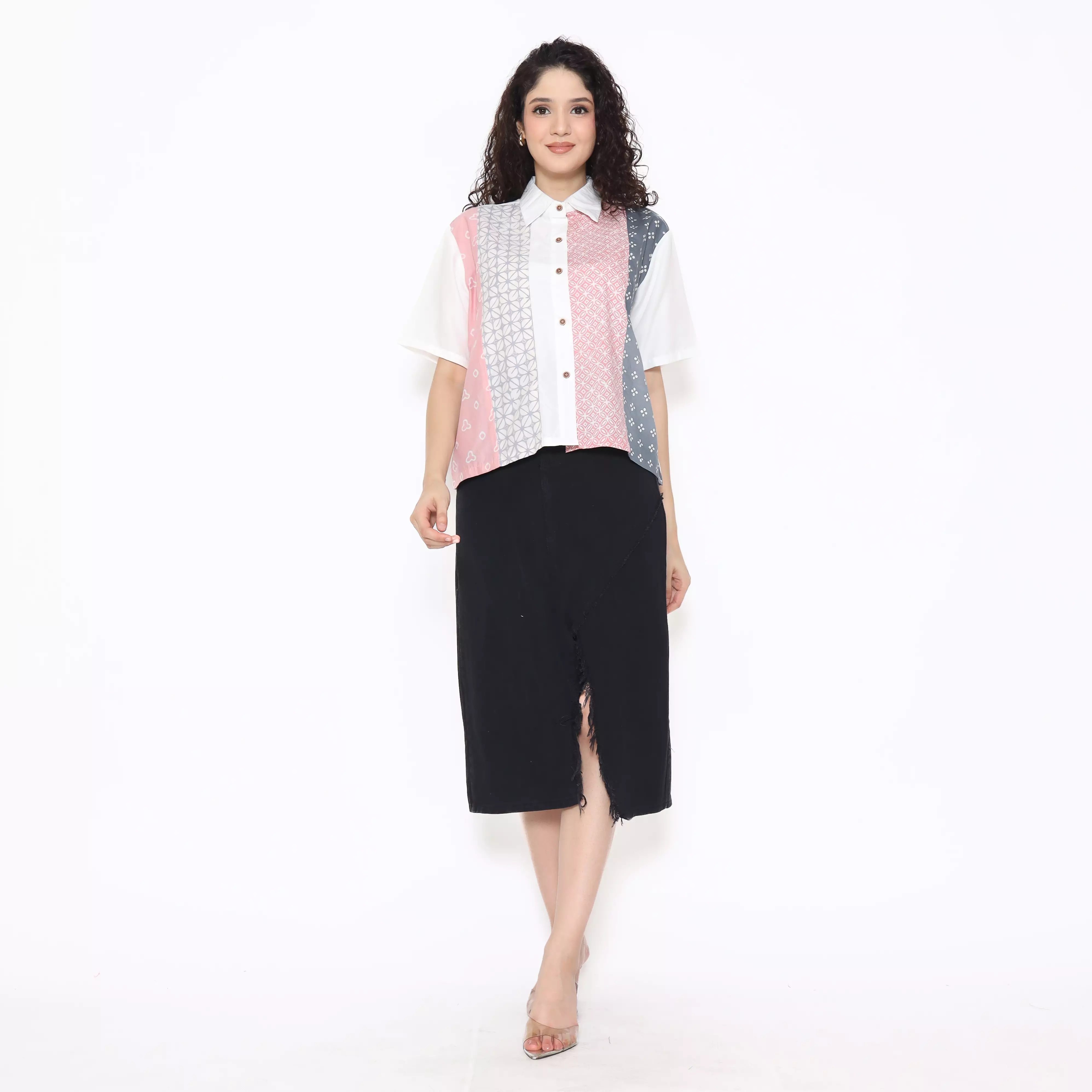 Blouse Batik Wanita - Atasan Batik - Bhatara Batik Purity - Baju Batik Modern Lengan Pendek