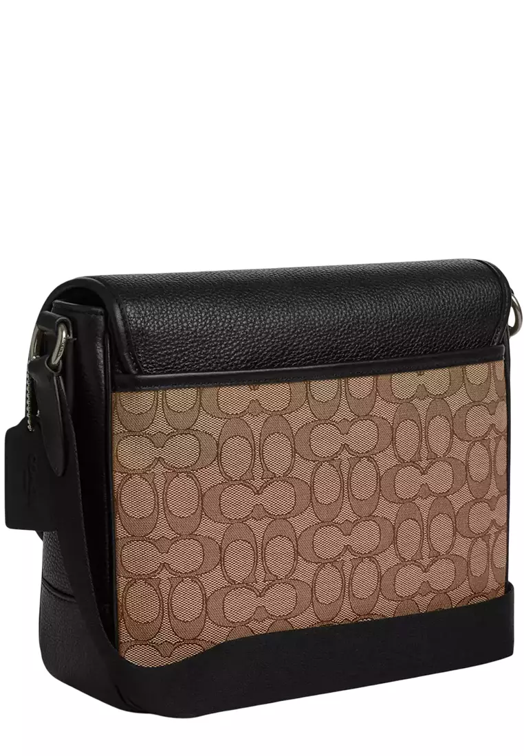 Sprint Map Bag 25 In Signature Jacquard - Tan/ Black CE534