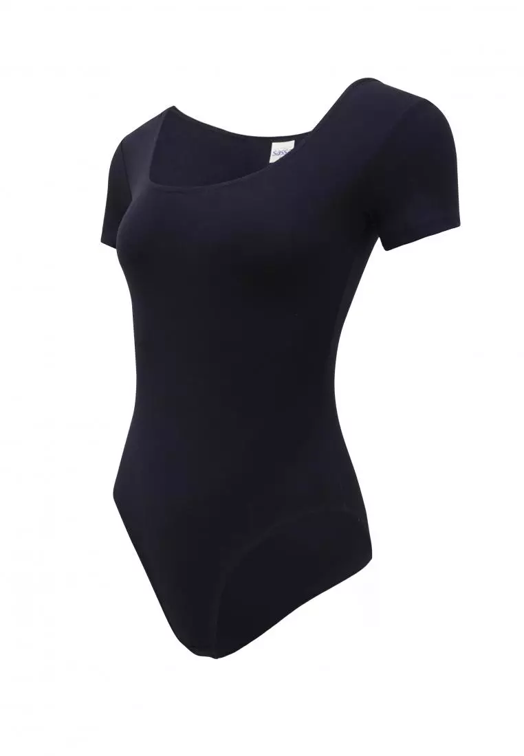 Essentials Black Short-sleeved Leotard