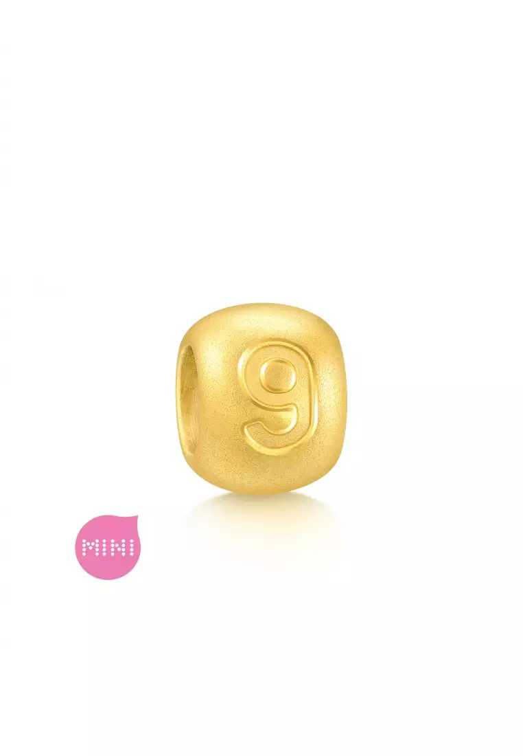 999 24K Solid Gold Number Nine Charm 93675C (Bracelet not included)