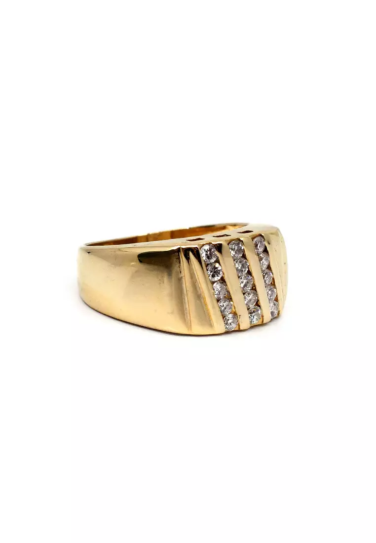 14K Yellow Gold Lady Ring with Diamonds