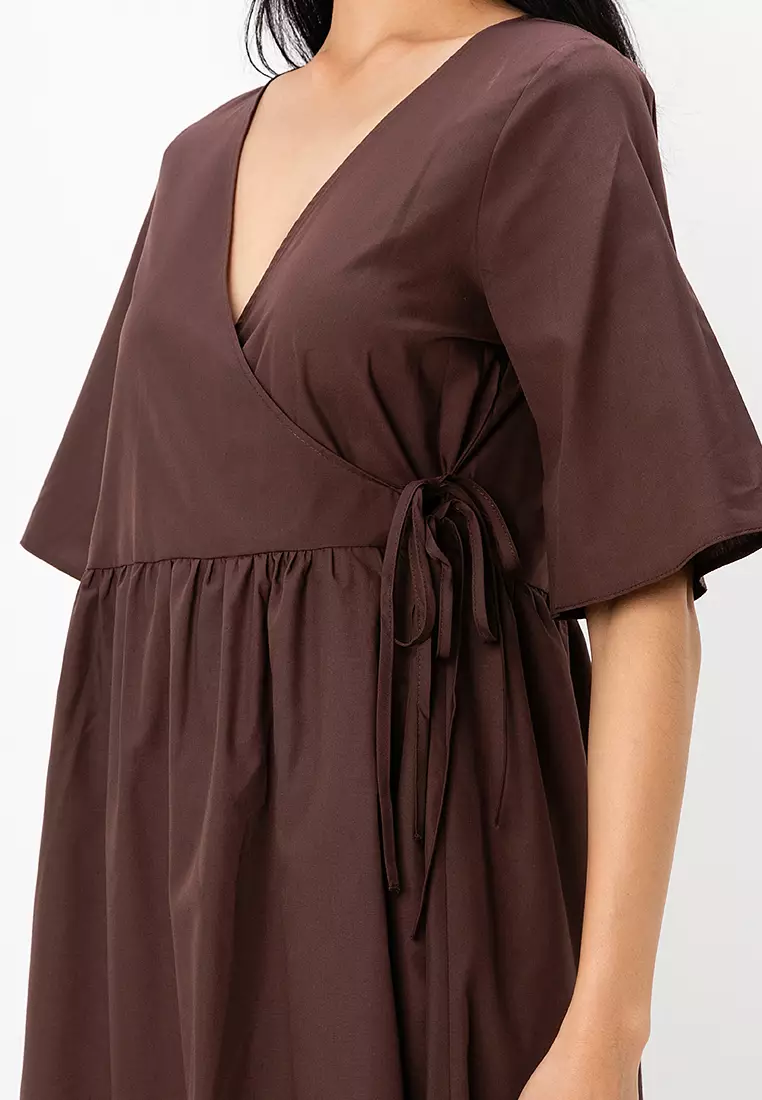 Wrap Smock Midi Dress