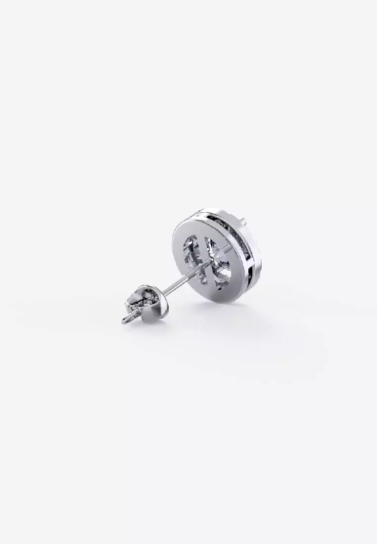 Vinstella Classic Halo Stud Earrings - Clear Quartz
