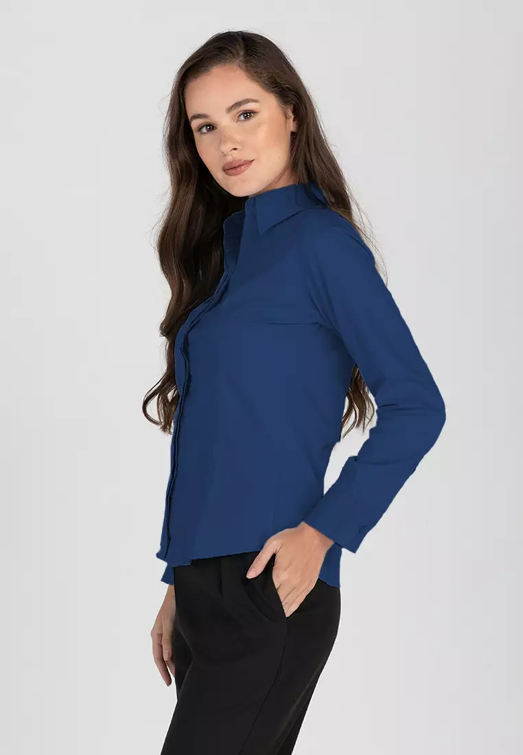 Della Long Sleeve Button Down Office Blouse