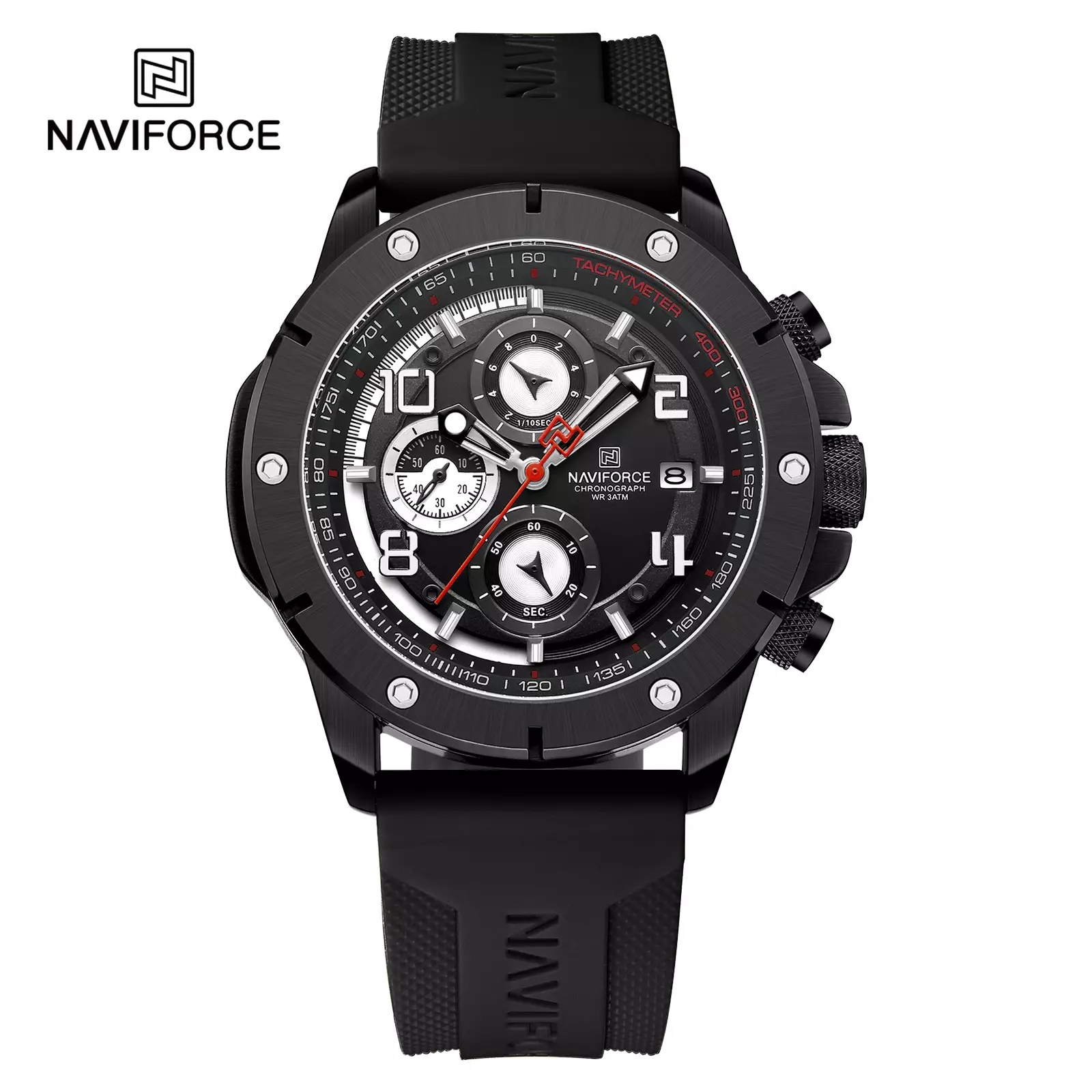 Jam Tangan Pria NAVIFORCE NF-8034 Chronograph Silicone Strap Original