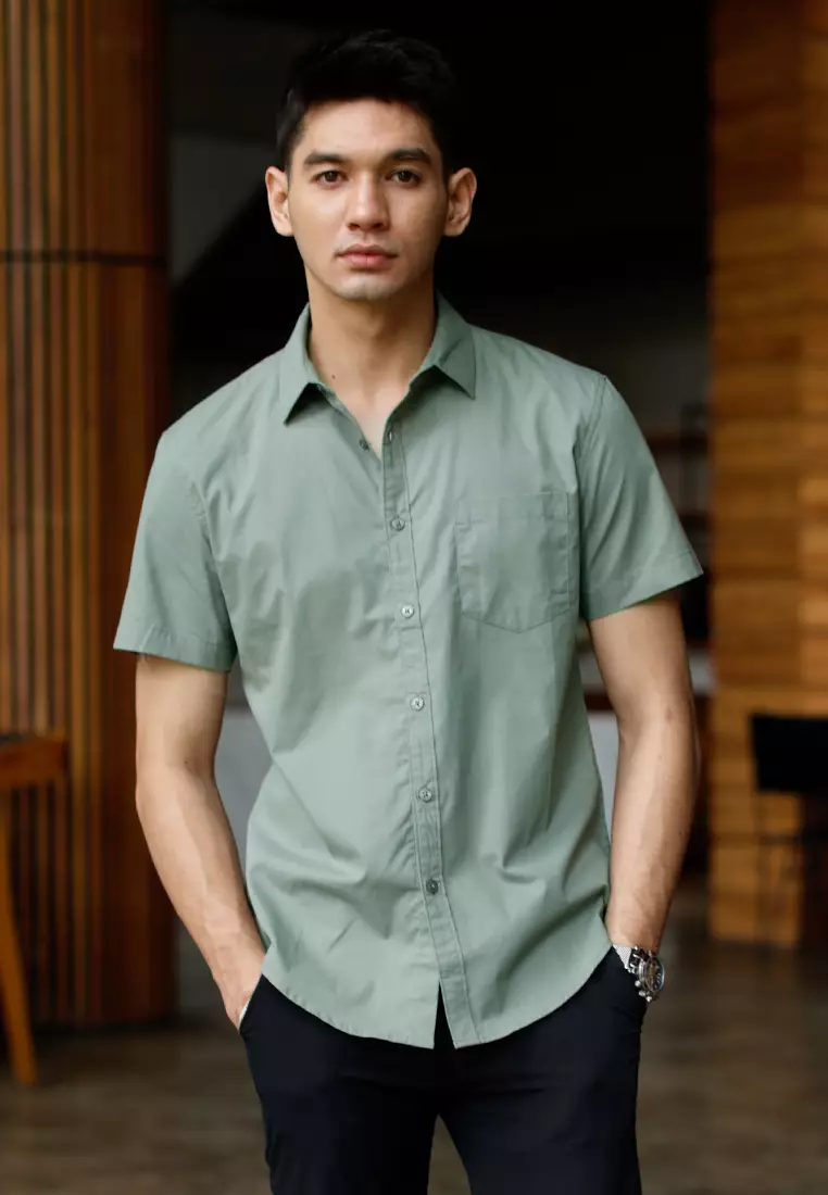 Oxcon Short Sleeve Business Shirt soft cotton Sage