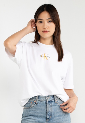Calvin Klein white Monogram Boyfriend Tee - Calvin Klein Jeans Apparel 01C0BAAD454CC2GS_1