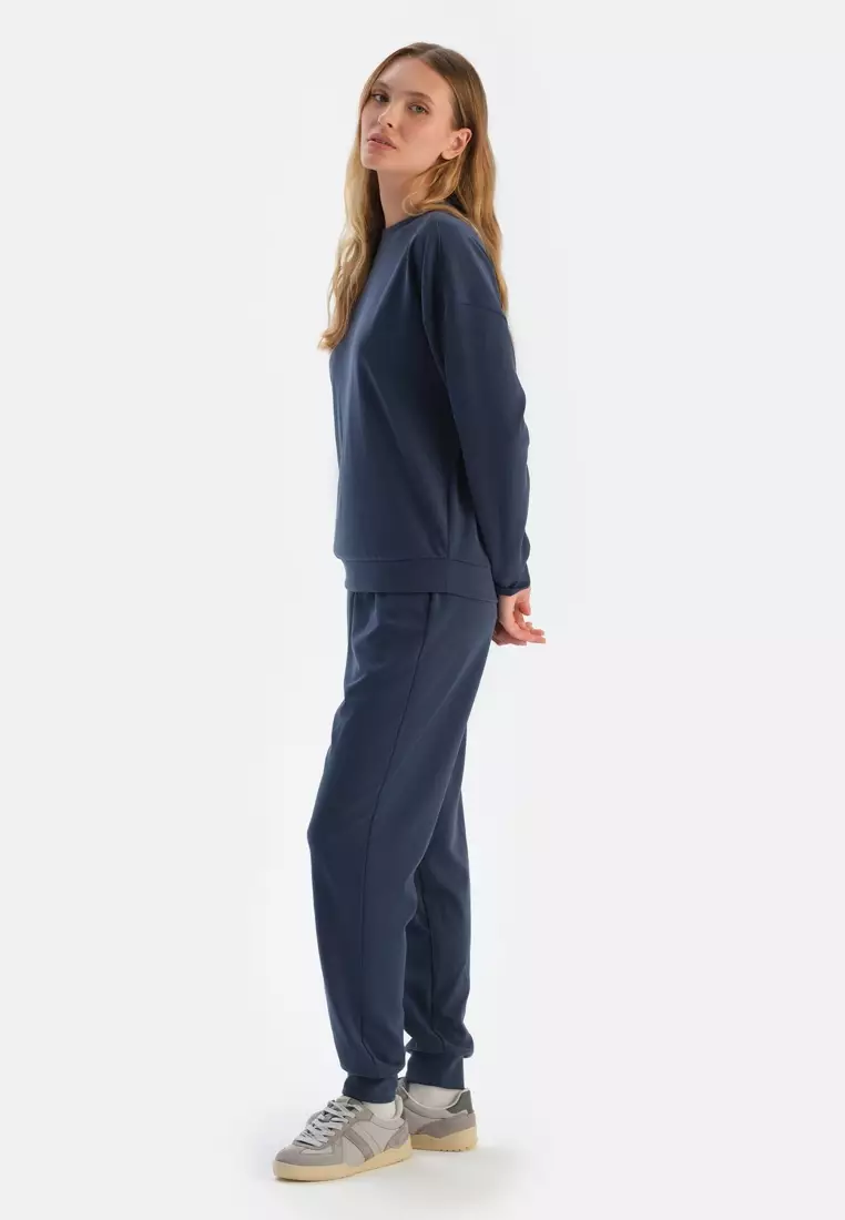 Navy Trousers, Regular Fit, Loungewear for Women