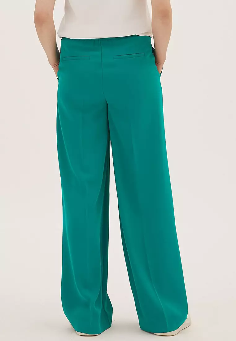 Crepe Drawstring Wide Leg Trousers