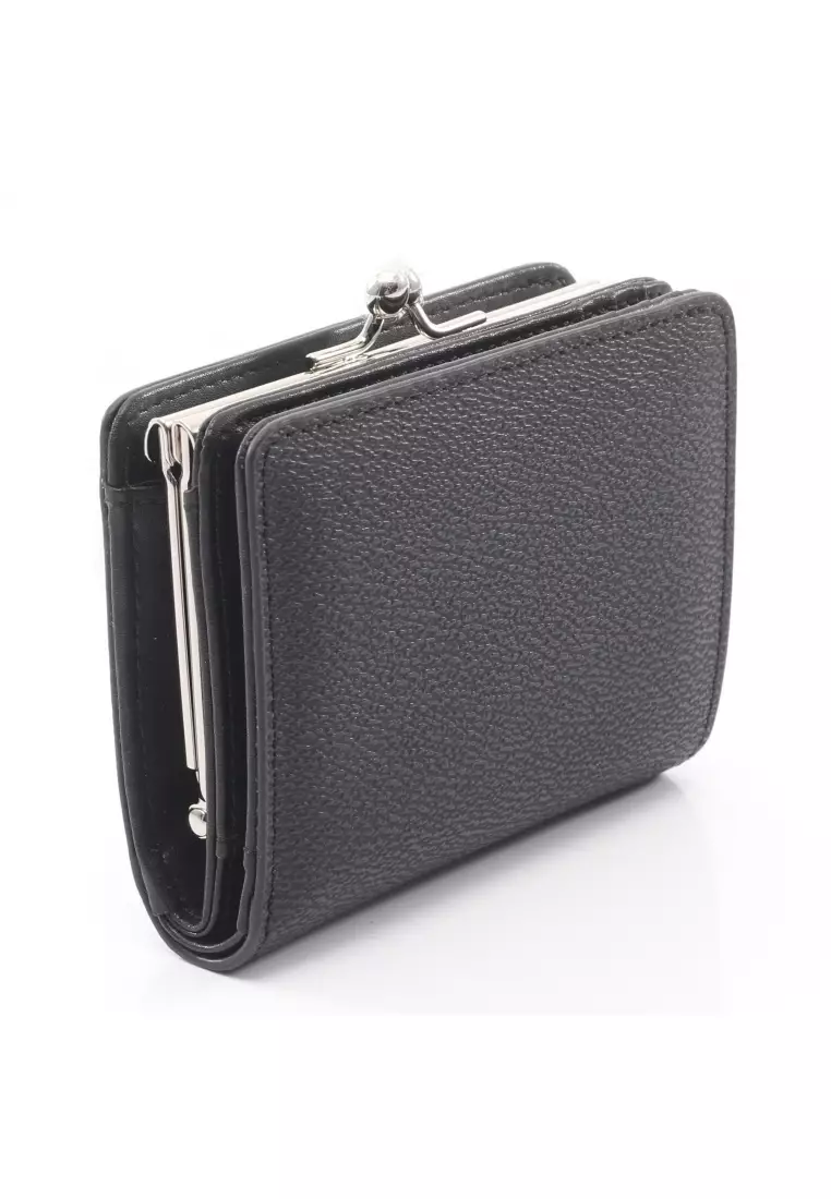 Pre-Loved Vivienne Westwood ANNIE WALLET WITH COIN POCKET clasp Bi-fold wallet Fake leather black