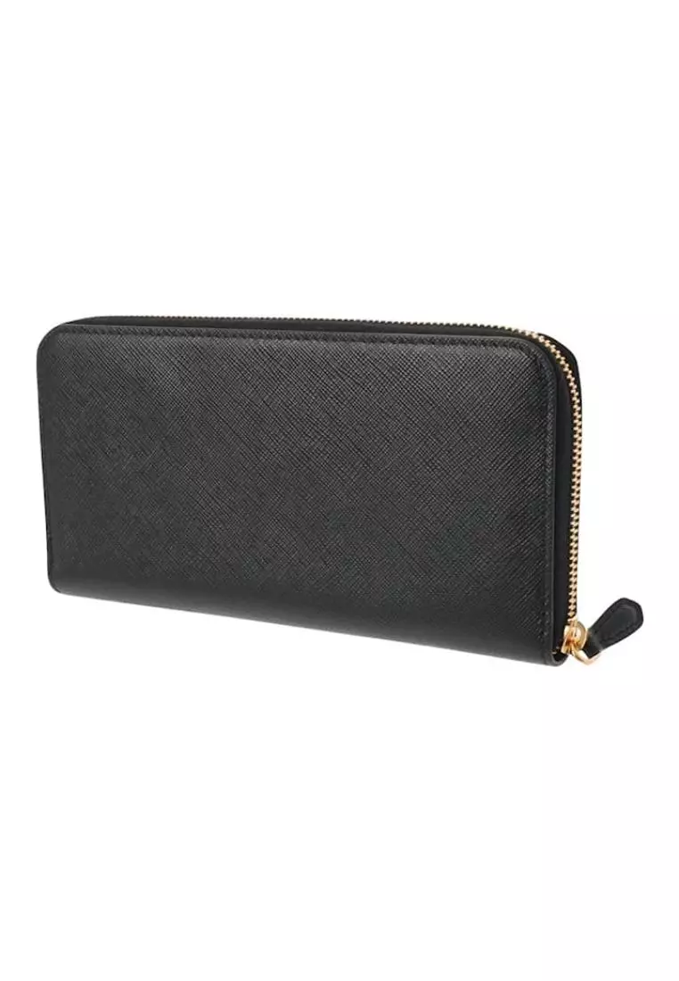 Prada Long Wallet Zip Saffiano Black