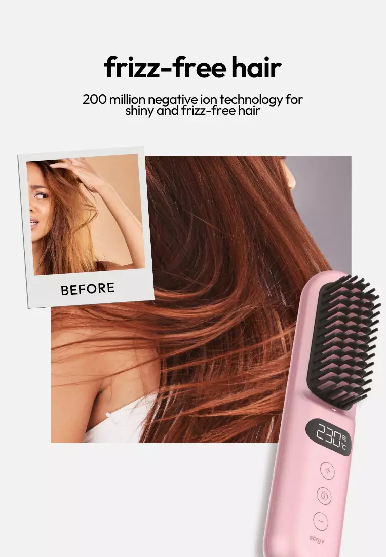 MiniStyler - Pink - Compact Wireless Anti-frizz Heated Comb Fast Multiple Heat settings
