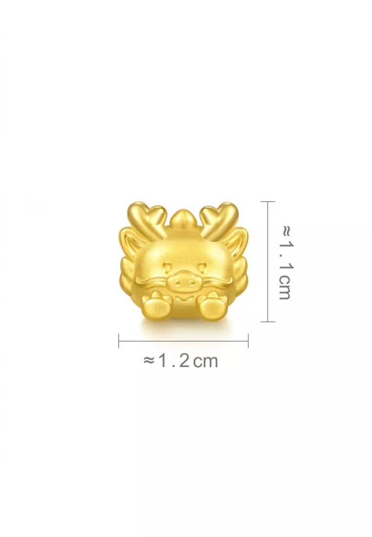 999 24K Gold Chinese Zodiac Dragon charm  for Women & Men  95963C  (Bracelet not included)