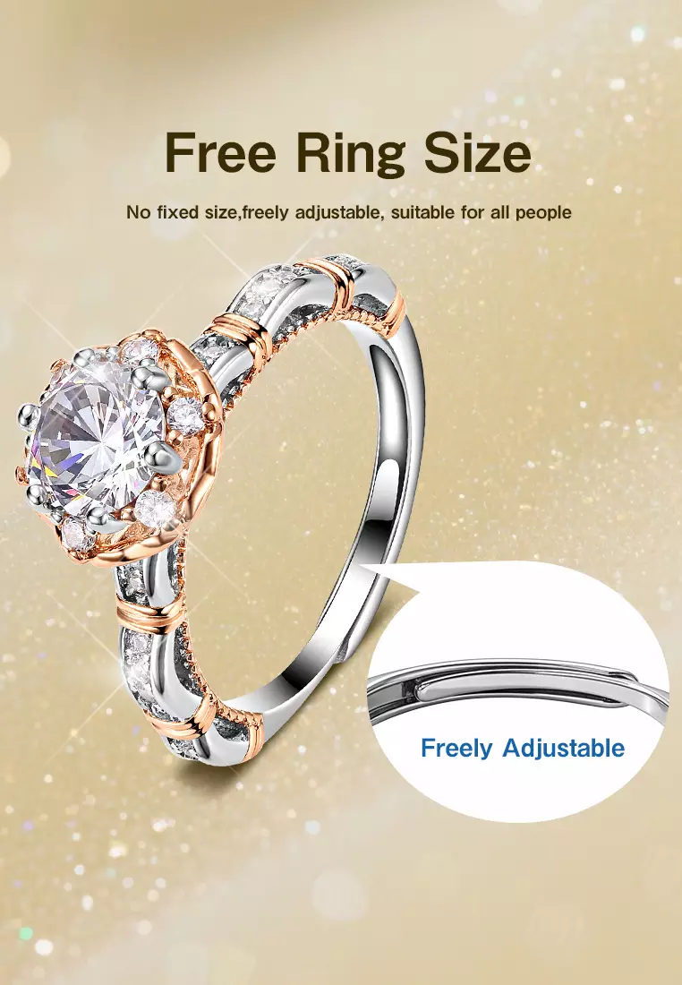 Cincin Wanita Korea Fashion Perhiasan Tunangan Dilapisi Platinum Anti Pudar Cincin Cewek