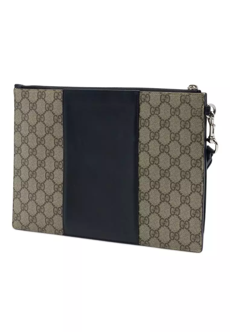 Pre-Loved Gucci Gg Supreme Wristlet Zip Pouch