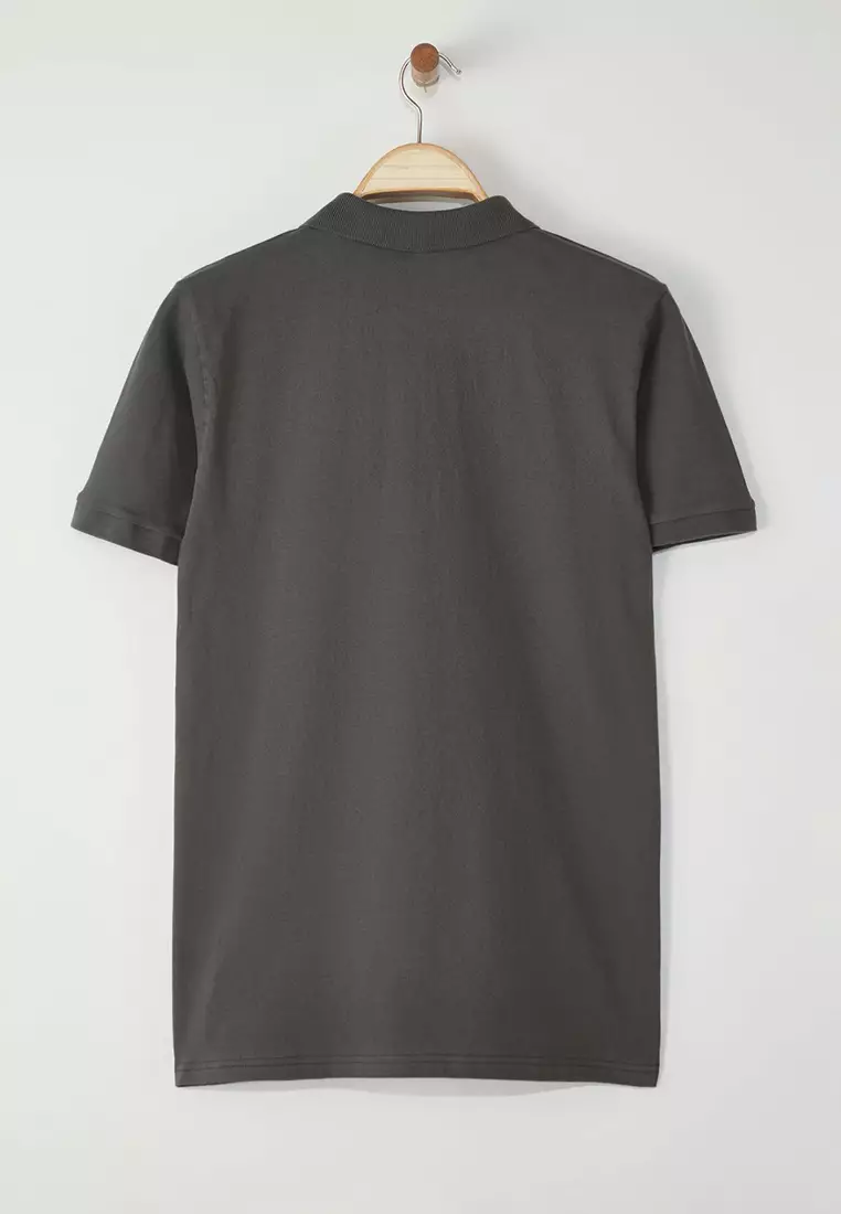 Smoke Regular Embroidered Knitted Polo Neck T-shirt TMNSS25PO00046
