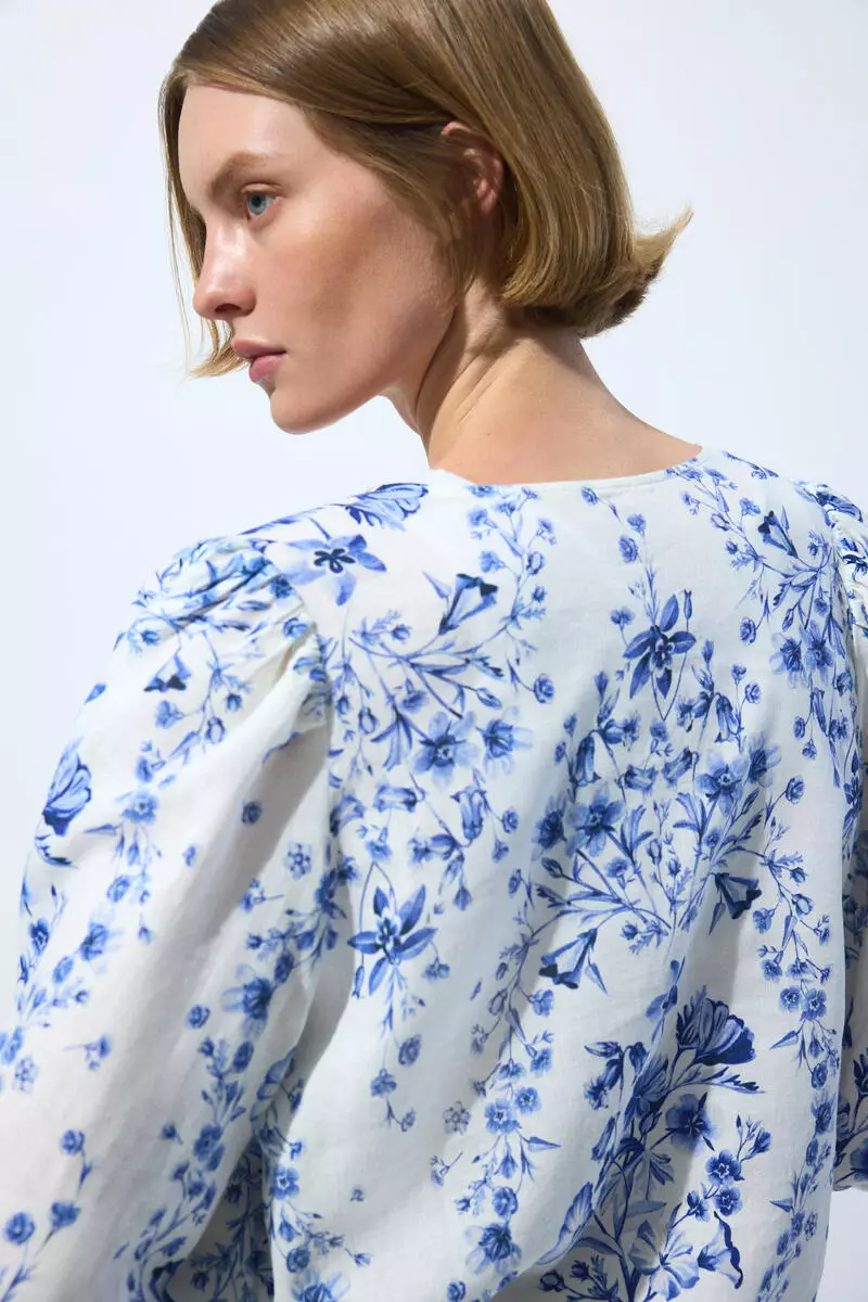 Linen-blend blouse