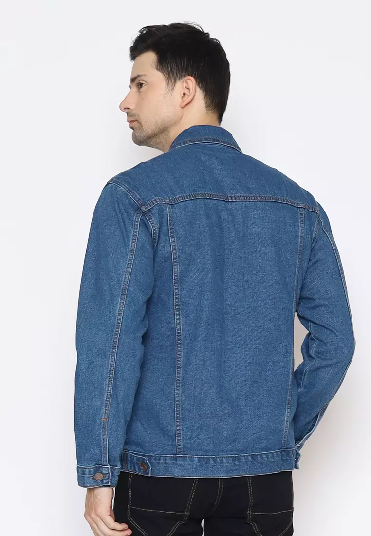 Jaket Ripped Denim Pria Topaz Mid Blue 192103N