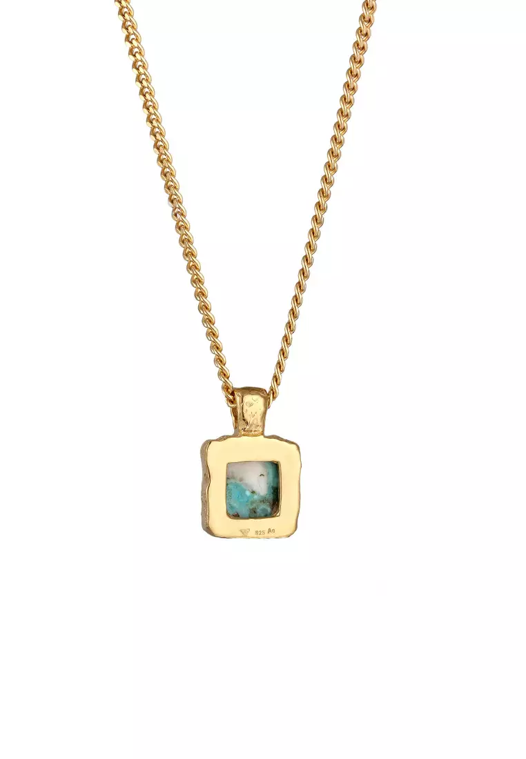 EXCLUSIVE Kalung Perhiasan Perak 925 Wanita Pendant Turquoise Gold Plated