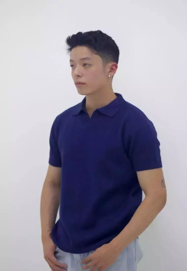 Kale Matteo Blue/ Kaos Rajut Polo Lengan Pendek Pria
