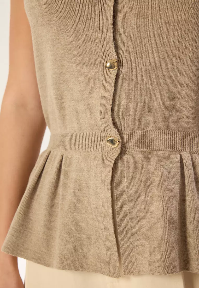 Mink V Neck Peplum Vest