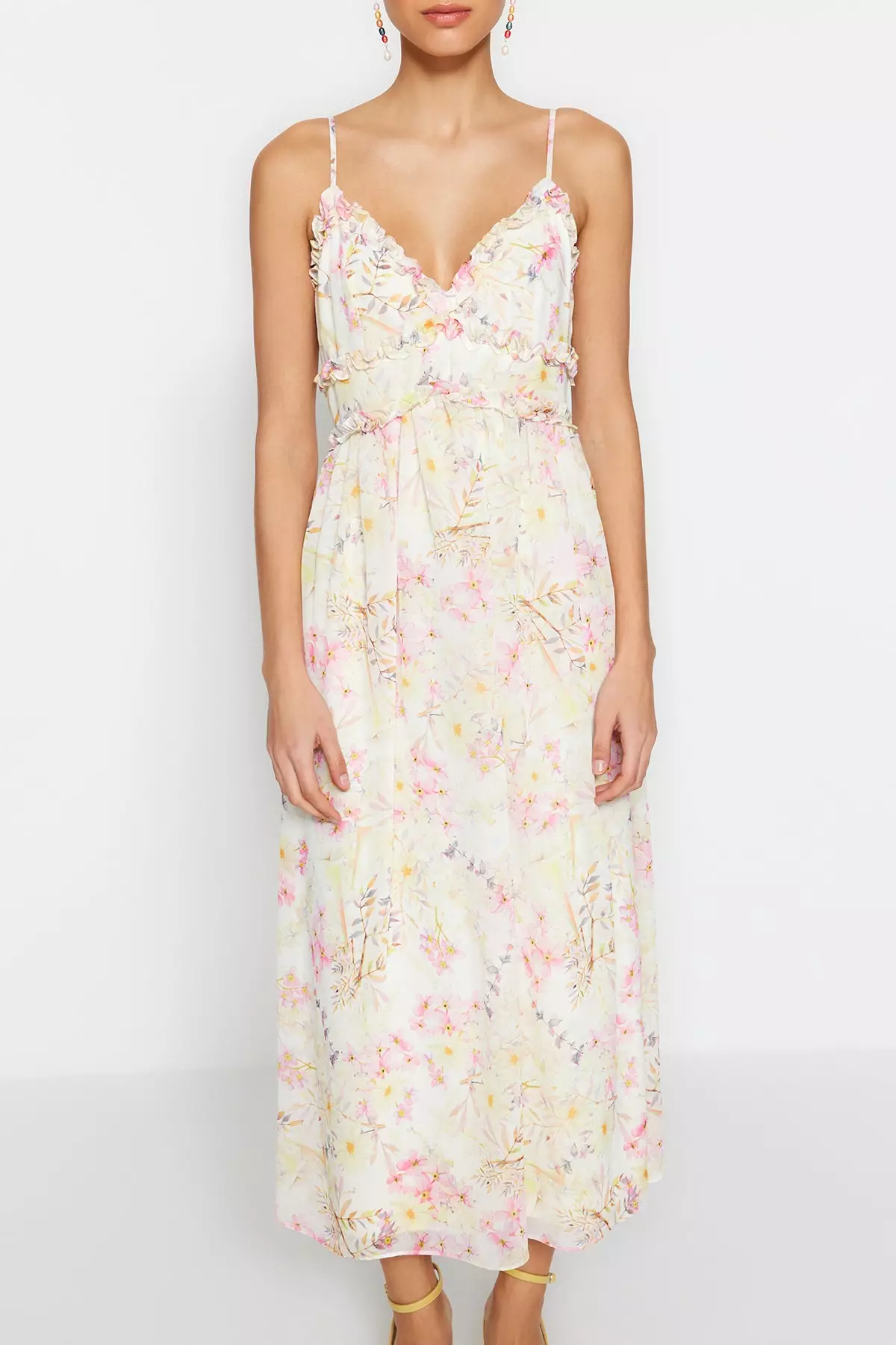 Frill Detailed Midi Dress