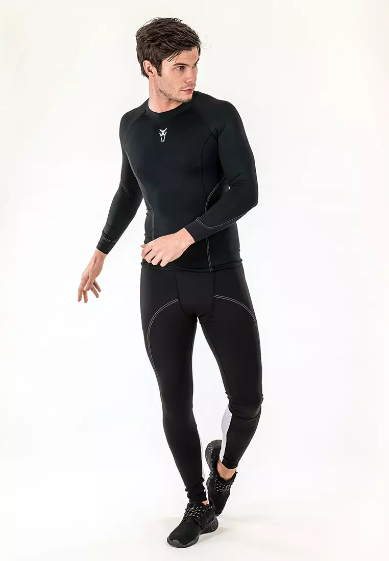 Men Diligent Compression Long Sleeve Top (Black/White)