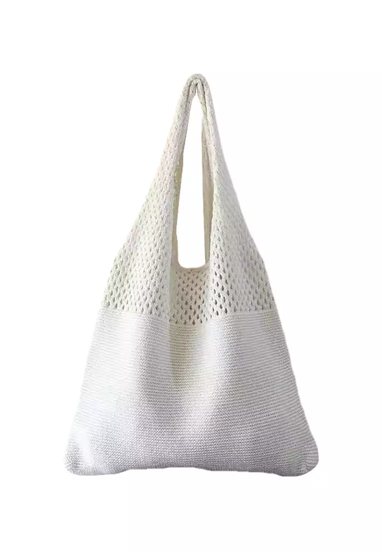 2024 New Vintage Hollow Woven Tote Bag Large Capacity Shopping Bag CA080701