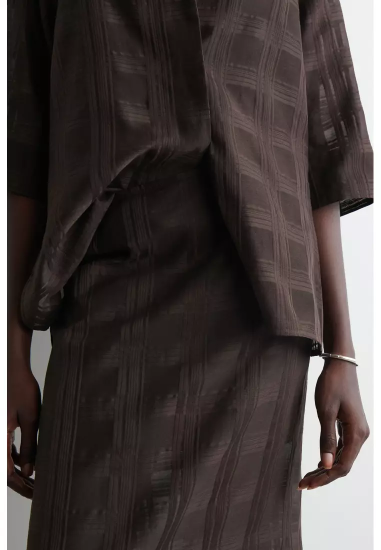 LAYERED SHEER CHECKED MIDI SKIRT