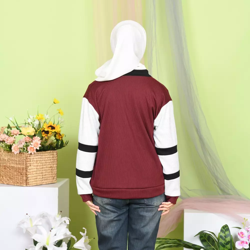 Kimo Colorblock Cardigan - Maroon M M19885 R78S5