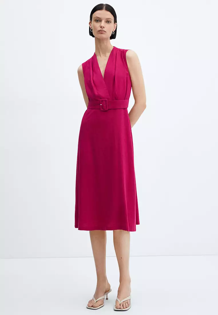 Mango belted deals dress