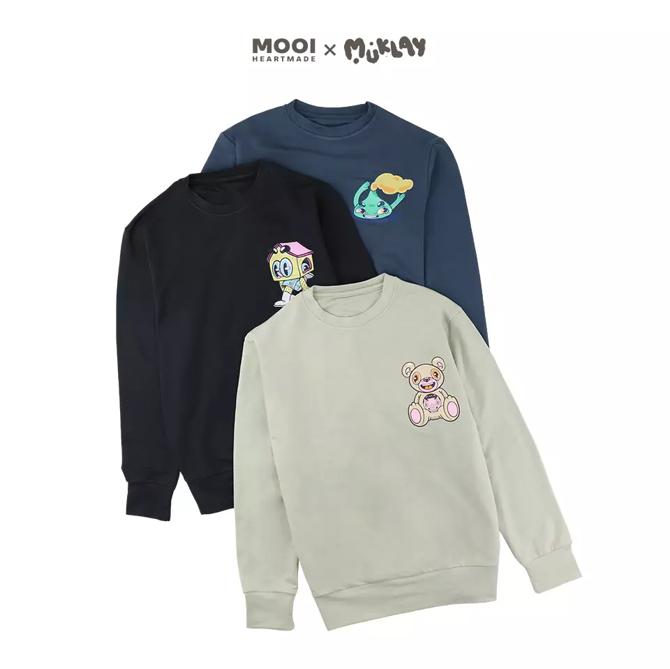 Mooi X Muklay Sweater Dewasa Unisex Sweater Basic Adult - Black