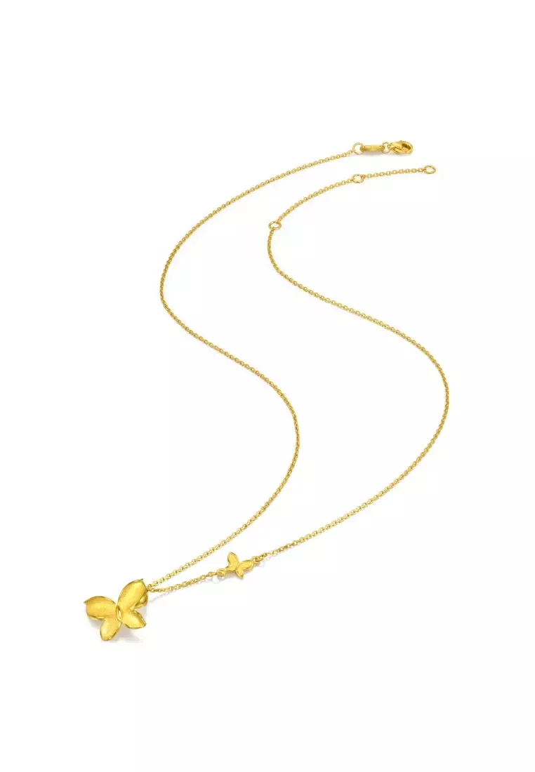 999.9 24K Pure Gold Essence Butterfly Necklace for Women 47cm 95300N Price-by-Weight 4.49g Gold