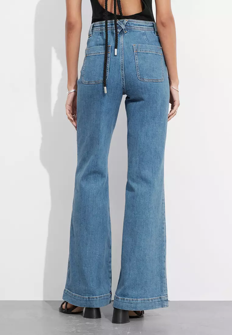 [OPEN YY] PATCHWORK EFFECT LOOSE BOOTCUT★新作・25SS★韓国★ OPEN YY] PATCHWORK EFFECT LOOSE BOOTCUT