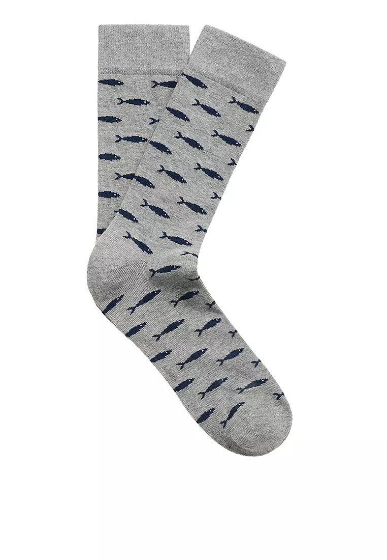 Buy MANGO Man Fish-Print Cotton Socks Online | ZALORA Malaysia
