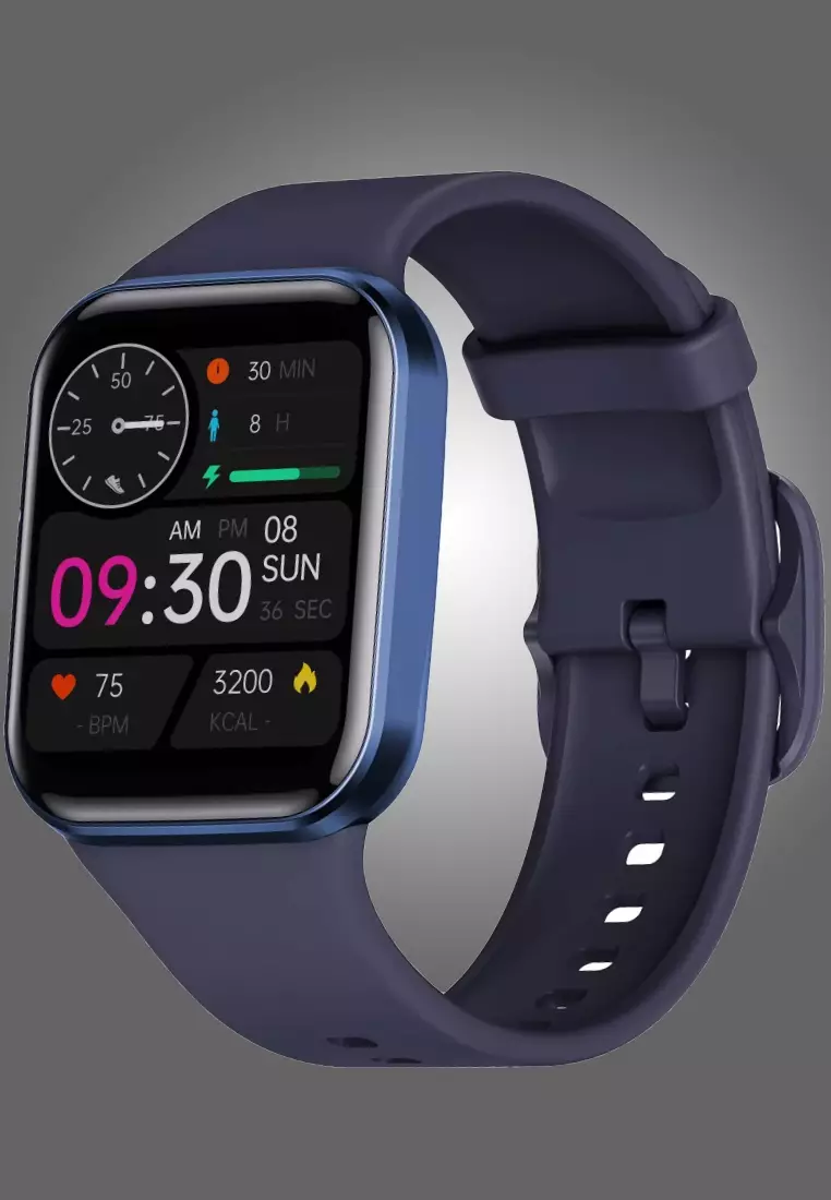 Unisex IOS/Android IP Blue SmartWatch with Blue Rubber Strap