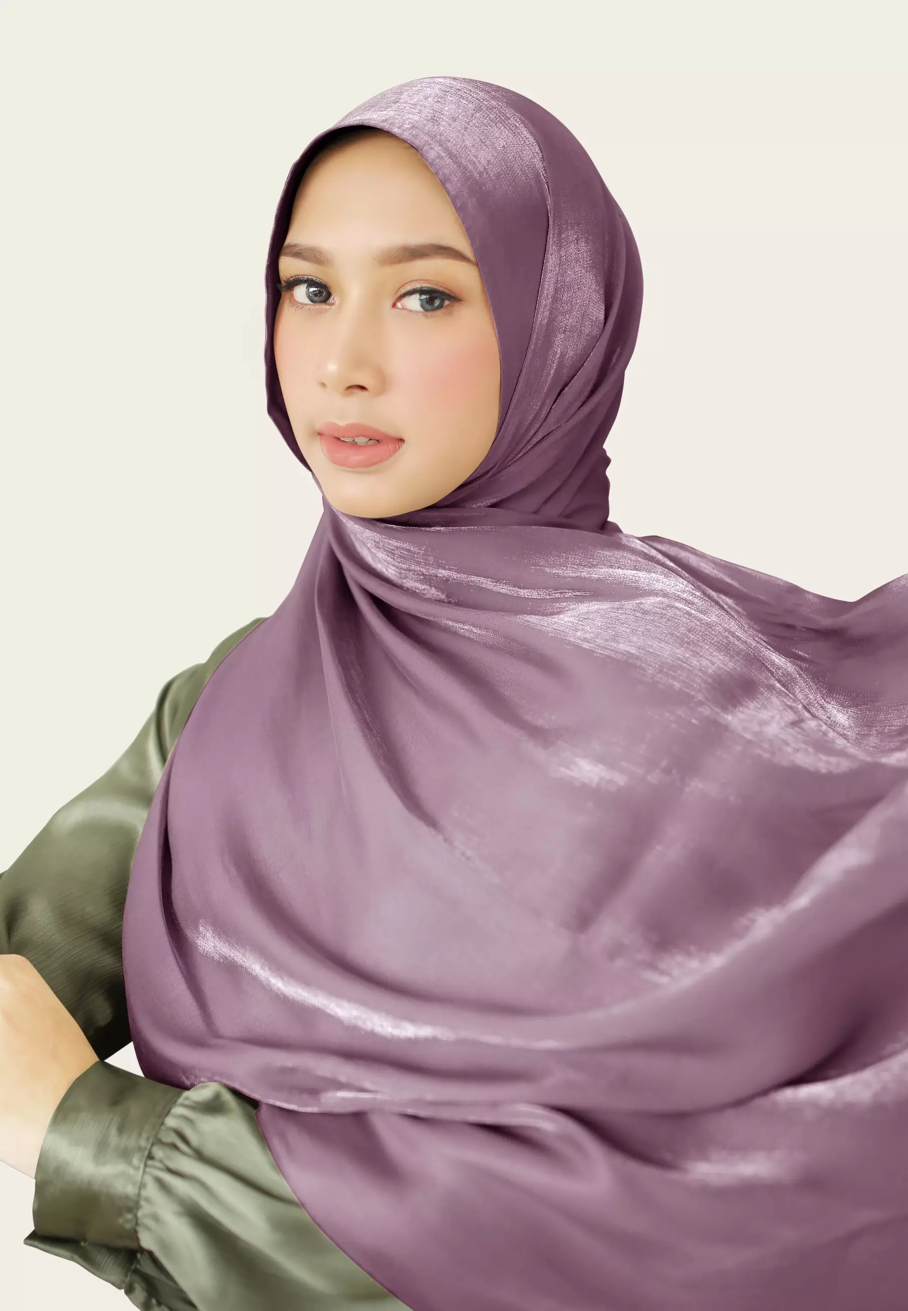 Hijab Pashmina Shimmer Silk Premium - Purple Jasper