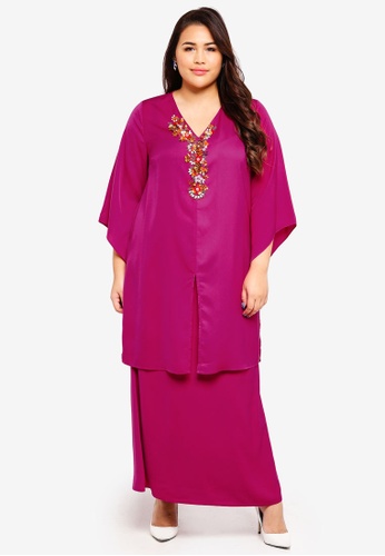 Embellished Flare Kurung from Ms. Read in Pink
